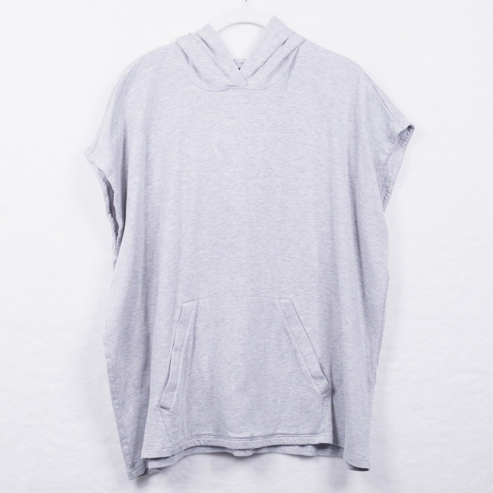 EILEEN FISHER Tencel Organic Cotton Sleeveless Hoodie Relaxed Grey Sz M